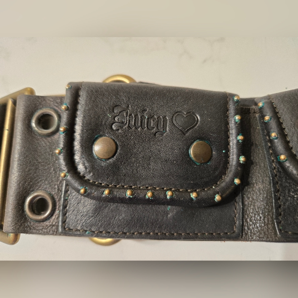 Juicy Couture Black Studded Belt with Pouches